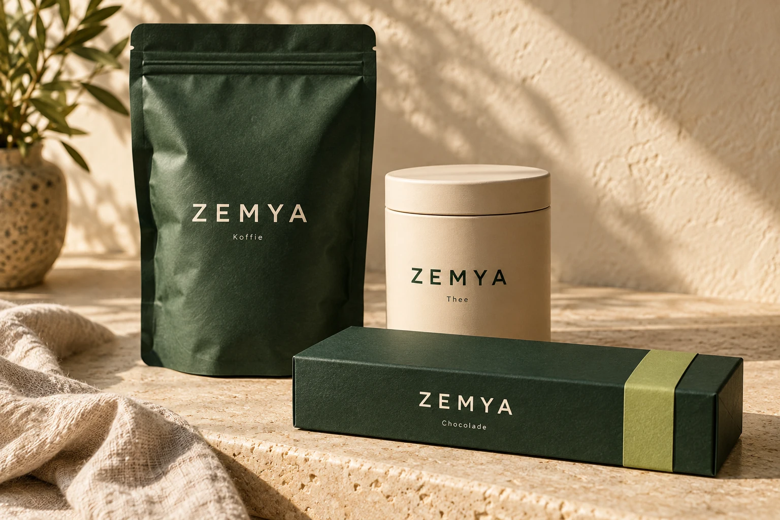 Koffie, thee en chocolade in ZEMYA-verpakkingen